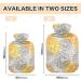 Hot Water Bottle 2L with Lid - Orange & Gray Chrysanthemum Design for Pain Relief | Winter Hand & Feet Warmer - Buy Online on GoSupps.com