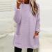Fuzzy Tops for Women - Casual Solid Color Round Neck Long Sleeve Blouse | Purple Sweatshirt with Pocket - Buy Online on GoSupps.com