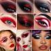 Afflano Black Red Eyeshadow Palette - Highly Pigmented Goth Clown Halloween Makeup & Joker Vampire Christmas Looks - Buy Online on GoSupps.com
