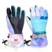 Azarxi's warm gloves for children thermal ski gloves Winddich winter gloves for boys and girls C - Hellblau S (9-13 years)