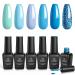 Beetles Gel Nail Polish Set- Summer Splish Splash Collection 6 Pcs Glitter Bule Nail Gel Polish Kit Soak Off UV LED Lamp Gel Nail Kit Nail Art Manicure Salon DIY at Home Gifts for Women A-Splish Splash