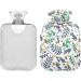NAANLE 2L Hot Water Bottle with Watercolor Leaves & Flowers | Transparent Large Warmth for Bed Hands & Feet | Pain Relief & Heat Therapy - Buy Online on GoSupps.com