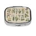 Flower Herbs Pill Box Portable Pill Case 2 Compartment Medicine Tablet Vitamin Holder Organizer for Purse Pocket Travel Gifts