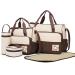 KMRLOFIY 5 Set Baby diaper bag Baby bag Mama wrapping bags handbag shoulder bag bottle holder with diaper pad for travel baby wrap pockets brown