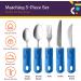 Special Supplies Adaptive Utensils Set for Hand Tremors, Arthritis, Parkinson's & Elderly Use - 5-Piece Non-Weighted Kitchen Set with Non-Slip Handles - Stainless Steel Knives, Fork, Spoons - Blue - Buy Online on GoSupps.com
