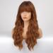 EMMOR Ombre Reddish Brown Long Curly Wig with Bangs | Heat Resistant Synthetic for Women - Buy Online on GoSupps.com