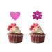 TSJ 16 PCS Glitter Cupcake Toppers Heart Flower Cupcake Picks Cake Toppers Mother s Day Valentine s Day Wedding Party Cake Decorations Pink