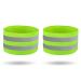 Fagent 2 pieces double reflecting tapes elastic set reflector strap with Velcro fastener and strong reflector strips for better visibility bracelet for hiking cycling outdoor jogging (green)