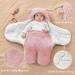 FUNUPUP Baby Hooded Swaddle Blanket - Plush Bear Wrap for Boys and Girls (3-6 Months Pink) - Buy Online on GoSupps.com