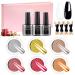 Bishengyf chrome nail powder nail powder set - 6 color silver gold pink chrome nail powder with mirror effect chrome powder pigment powder glitter set 3 * 10ml base coat and no wipe top coat d -chrome powder set