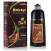 KINGMING Dark Brown Hair Dye Shampoo - 3 in 1 for Gray Coverage Natural Color and Champu Para Canas for Men and Women (500ml)