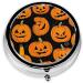 Halloween Pumpkin Patterns Mini Round Pill Box - 3 Compartment Travel Organizer for Medicine - Portable Pill Case for Pocket Home & Office - Buy Online on GoSupps.com