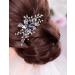 BERYUAN Women Sapphire Crystal Blue Flower Headpiece Leaf Pearl Hair Vine Comb Silver Wedding Hair Accessory Gift for Her Party Headpiece for Bride Bridesmaid Girls (silver)