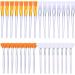 32 Pcs Face Mask Fan Brush Applicator Set, Soft Facial Fan Brush Cosmetic Flat Facial Brush with Clear Handle Makeup Face Mask Brush for Spa Esthetician Supplies Tools Peel Cleansing Mud Mask Cream Brown,White