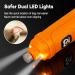 Casfuy Dog Nail Grinder with 2 LED Light - 2-Speed Electric Pet Nail Trimmer for Dogs and Cats - Professional Grooming & Smoothing - Orange - Buy Online on GoSupps.com