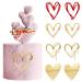 9PCS Heart Cake Topper Acrylic Love You Gold Mirror Cupcake Decoration DIY Cake Supplies for Wedding Birthday Valentine s Day Engagement Party
