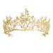 Frcolor Gold Crown Princess Tiara with Butterfly Decor Crystal Bridal Mermaid Headband Gift Branch Headpieces for Women