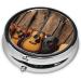 Buy Guitar Bass Mini Round Pill Box - 3 Compartment Portable Pill Organizer for Travel & Home Use - Buy Online on GoSupps.com
