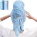 Microfiber Hair Towel Large Absorbent Turban for Women Fast Drying Anti-Frizz Soft Lightweight Ideal for Long Thick Curly Hair Blue