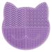 Makeup Brush Cleansing Bowl Prevent Damage Cat Shaped Skin Friendly Makeup Brush Cleansing Mat for Daily Use for Various Brushes (Purple)