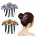 2 pack hair combat with rhinestones hair fights butterfly and flowers hair combings with rhinestones hair combings for women girls gifts bridal hair accessories metal rhinestone hair comb non-slip butterflies