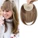 SEGO Clip in Pony Hairpiece Extensions Fringe Bangs One Piece In Front Hair Extension like Real Hair Ash Brown & Bleach Blonde