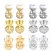 6 PairsEarring Lifters, Adjustable Hypoallergenic Earring Secure Backs, 18K Gold Plated, Sterling Silver, Heart-Shaped, Crown & Clover Style
