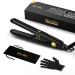Terviiiix portable travel mini hair smoothing for short hair 1/2 inch small hair smooth with bag and automatic shutdown adjustable temperature dual voltage Tourmaline ceramics black