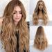 Haircube long curly brown wig middle parting women wigs 24 inch wigs for women naturally looking synthetic wigs light brown-a