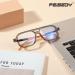 FEISEDY Vintage Square Blue Light Blocking Glasses - Unisex 70s Flat Aviator Anti-Glare Transparent Grey 52mm - Ideal for Computer Use - Buy Online on GoSupps.com