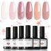 Modelones Gel Nail Polish 6 Colors Nude Pink Summer Glitter Neutral Gel Polish Peaches All Seasons Skin Tones Soak Off Manicure Nail Art Design Salon Starter Kit Home Holiday Gifts for Women Girl Light Pink