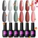 AUBSS Autumn Gel Nail Polish Set 6 Colours Autumn Winter Nude Pink Grey Gel Polish Kit Popular Pastel Pink Gel Polish Soak Off LED Lamp Gel Nail Kit Nail Art Manicure DIY Home Collection Gifts Set Grey Pink