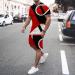 BEUU Men's 2PCS Sports Sets - Summer Outfits with 3D Stripe Lines Print - Red 4X-Large - Buy Online on GoSupps.com