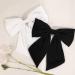 2Pcs Big Satin Hair Bows for Women Girls | 10 Inch Barrette Hair Clip | Black White Silk Ribbon Wedding Bows | French Style Hair Accessories - Buy Online on GoSupps.com