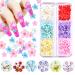 3D Flower Nail Charms 6 Grids Rhinestones for Acrylic Nails - Floral Nail Art Charms with Gold Silver Beads - DIY Nail Decorations - Buy Online on GoSupps.com
