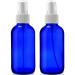 2 Empty Blue Glass Spray Bottles - 4oz Refillable Bottle is Great for Essential Oils, Organic Beauty Solutions, Homemade Cleaning and Aromatherapy - Small Portable Misters with Caps and Labels - 2 Pack