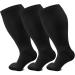 FuelMeFoot Plus Size Compression Socks Wide Calf for Women and Men 20-30 mmHg Extra Large for Circulation Support Recovery 012-black/Black/Black 4X-Large