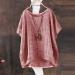 Women's Linen Shirt Plus Size Blouses Summer Short Sleeve Button Up Casual Tee Shirts V Neck Loose Going Out Work Office Vintage Tunic Tops 562-qppoj-c-red M - Buy Online on GoSupps.com
