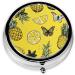 Fashion Pineapples Round Pill Box - 3 Compartment Mini Decorative Pill Organizer for Travel & Vitamins - Buy Online on GoSupps.com