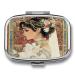 Pill Box Wedding Retro Style Print 2 Compartment Medicine Pill Case Pill Organizer Decorative Metal Portable Pill Box for Pocket Or Purse