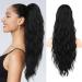 REECHO Ponytail Extension 26" Long Beach Wave Drawstring Pony Hair Extension Synthetic Pony Tail Hairpiece for Women - Black