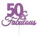 50 & Fabulous Birthday Cake Topper with Bold Swirly Design for 50th Birthday Celebration Made in UK - Light Purple