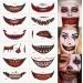 12PCS Halloween Prank Makeup Temporary Tattoo  2022 New Adults Kids Clown Horror Mouth Fake Tattoo Stickers  Scary Big Mouth Face Tattoos Decals Kits Prank Props Upgrade Face Decals Prank Props for Halloween Cosplay Part...