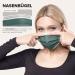 Dark Green Disposable Face Masks - 100 Pack | Made in Germany | CE Certified, Type IIR | Breathable Triple Layer, 99.78% Filtration | Elastic Earloops, Adults | 17.5cm x 9.5cm - Buy Online on GoSupps.com