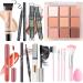 Makeup Set Kit for Women Girls Teens Makeup Present Set Includes 9 Color Eyeshadow Counter Stick Foundation Eyebrow Pencil Eyeliner Mascara Lip Gloss 5Pcs Brushes Sponge Set E