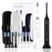 Areas electrical toothbrush double pack 2 handpieces and 2 travel etui 5 modes with 10 replacement brush heads (white & black)