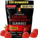 Creatine Monohydrate Gummies 5000mg- 120 Count Sugar Free for Men & Women - Strawberry Flavor Vegan Creatine Supplement for Muscle Strength, Energy, Endurance & Workout Gummies Strawberry 1 Count (Pack of 120)