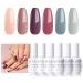 Gellen Gel Nail Polish 6 Colors Neutral Palette Peachy Bean Paste Color Classic Nude Grays for All Season Gel Polish Kit Nail Art Design Soak off UV Nail Gel Manicure Salon and DIY at Home Classic Neutral Nude Grays