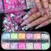 Mermaid Flake Nail Art Glitter Sequins - 12 Colors, 3D Holographic, Fluorescent Glass - Nail Decals for Women & Girls - DIY Acrylic Nails - Buy Online on GoSupps.com