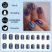 24-Piece Short Angular Press-On Nails Set | Blue Glossy French Fake Acrylic Nails for Women & Girls | Reusable Nail Art Manicure - Buy Online on GoSupps.com